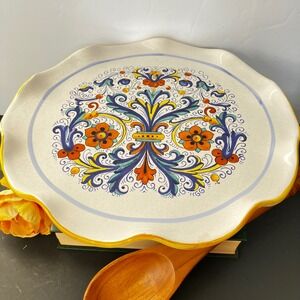 Ceramica Nova Deruta Cake Stand 11in Multicolor Hand Painted Italy Pedestal